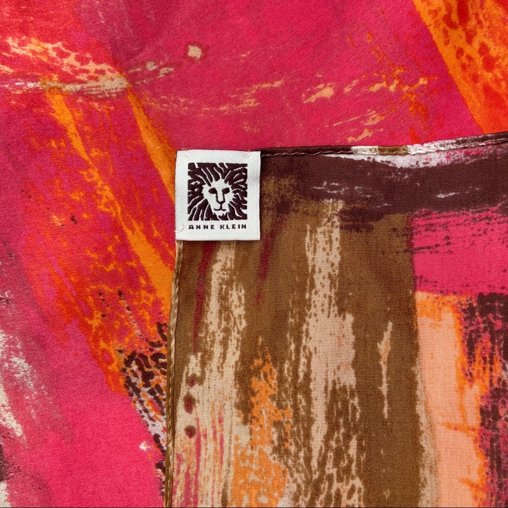 Anne Klein Pink, Brown, and Orange Square Scarf